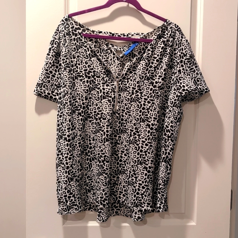 APT 9 Women's  XXL Blouse - Animal/ Cheetah Print